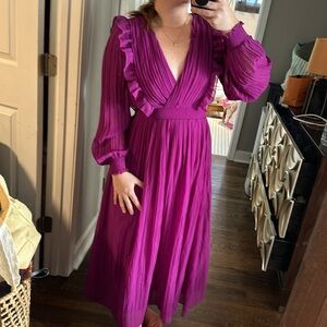 Zara Purple V Neck Maxi Dress